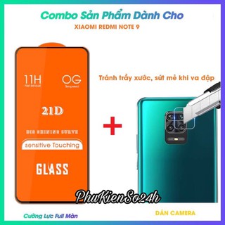 Kính Cường lực Xiaomi Redmi Note 9 Full màn hình 21D + Dán bảo vệ camera - Phukienso24h