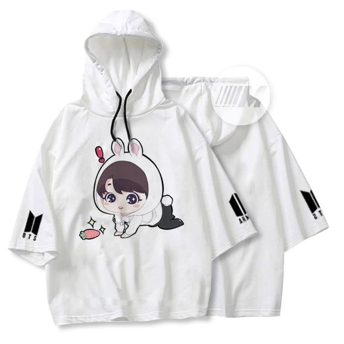 Áo hoodie tay lỡ BTS chibi Jungkook đáng yêu