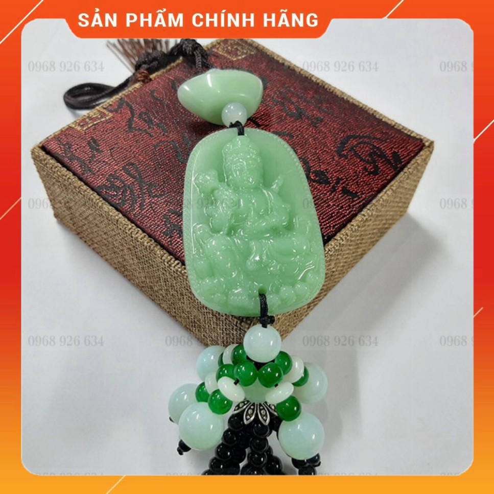 [SALE] Khánh treo ô tô xanh ngọc📌FREESHIP📌Khánh treo ô tô Phật Quan Âm chạm khắc trên mặt ngọc, cầu bình an