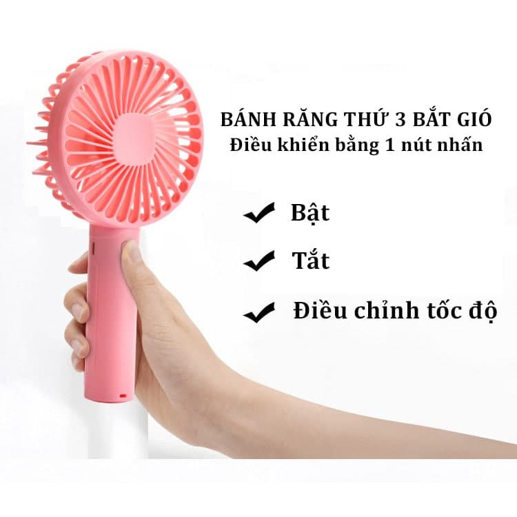 Quạt mini cầm tay sạc pin, quạt 4 cánh chạy pin có sạc SS-2 N9 có đế để bàn