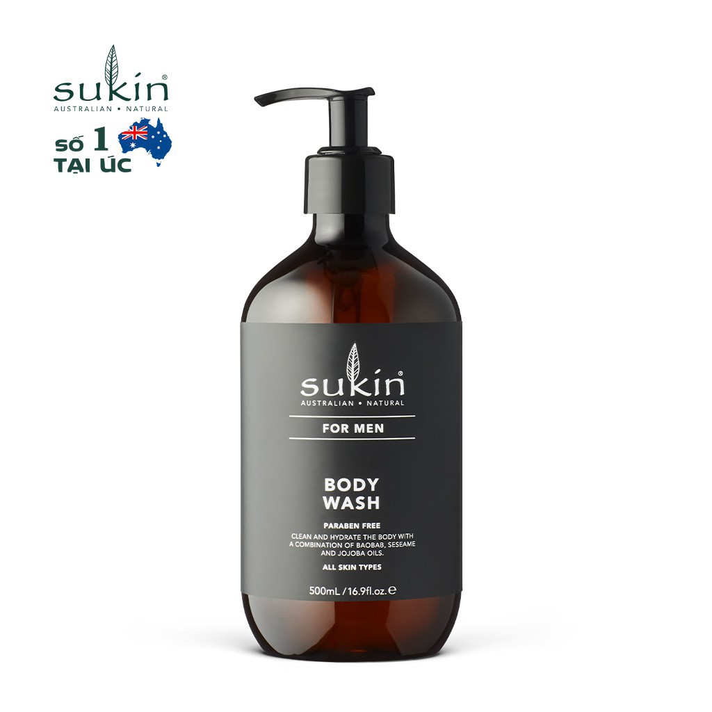 Sữa Tắm Sukin Dành Cho Nam For Men Body Wash 500ml