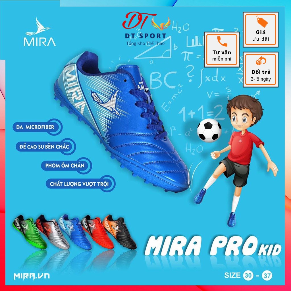 Giày đá bóng đá banh trẻ em Mira Kid Pro chính hãng, đá mọi loại sân đặc biệt là cỏ nhân tạo mẫu mới 2022 Free Ship