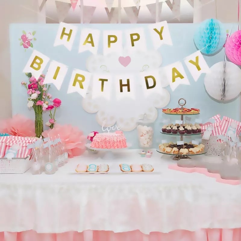 Dây treo Banner HPBD Ánh kim trang trí sinh nhật dài 3M