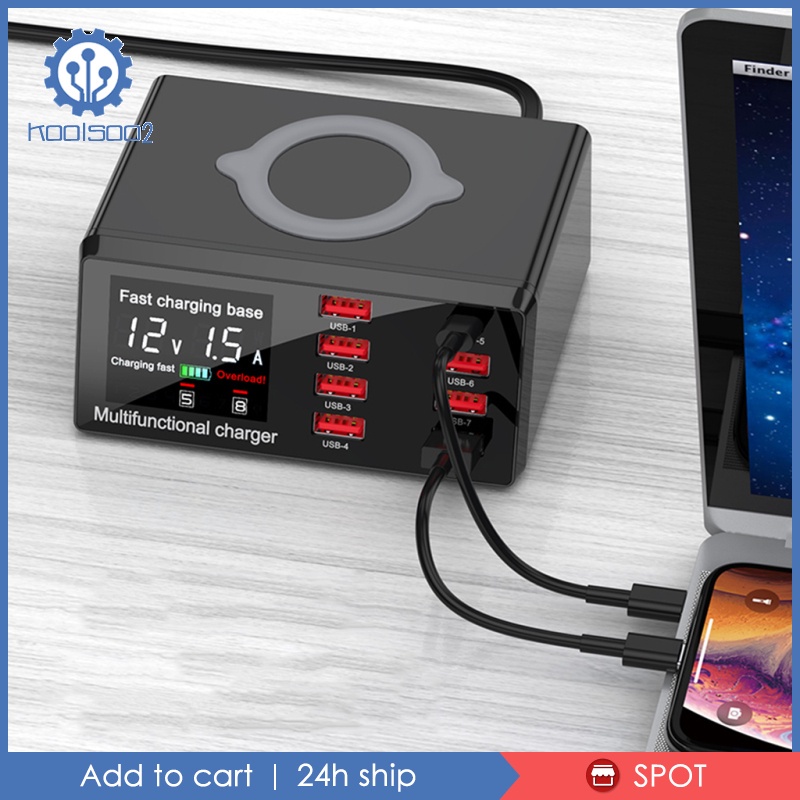 Wireless Charging Station 8 Ports USB Charger Quick Charge 3.0 HUB AU Plug