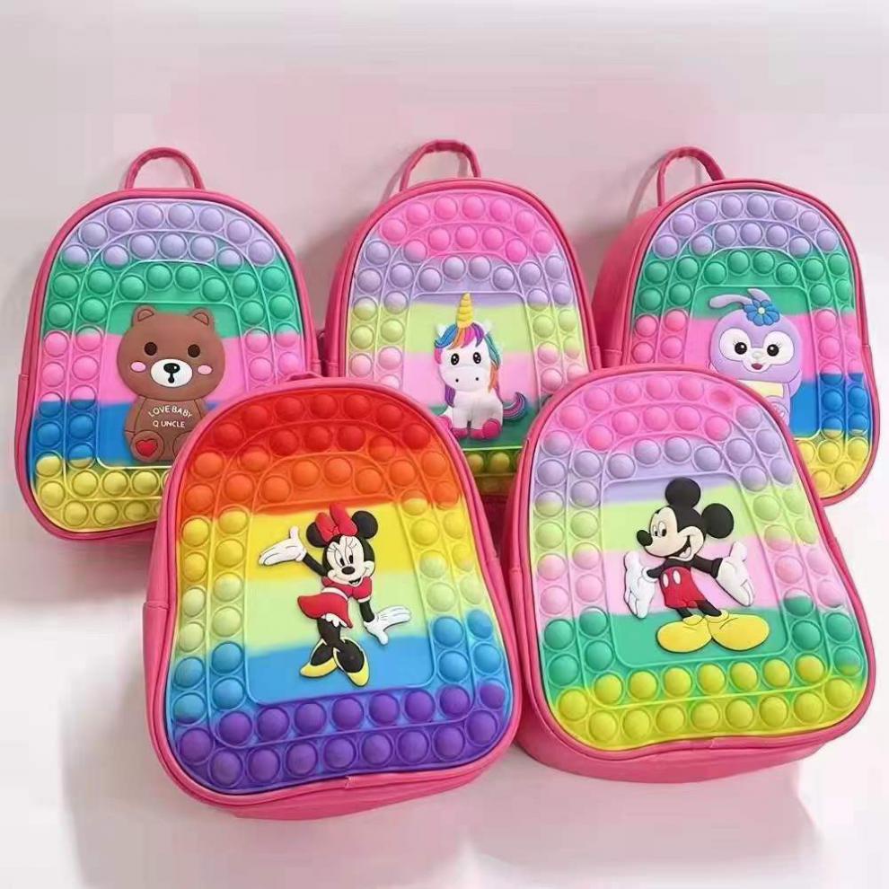 Balo Pop It Size 23*19*9.5cm Họa Tiết Đáng Yêu, Balo Đi Chơi Cho Bé Kiểu Nhấn Bong Bóng