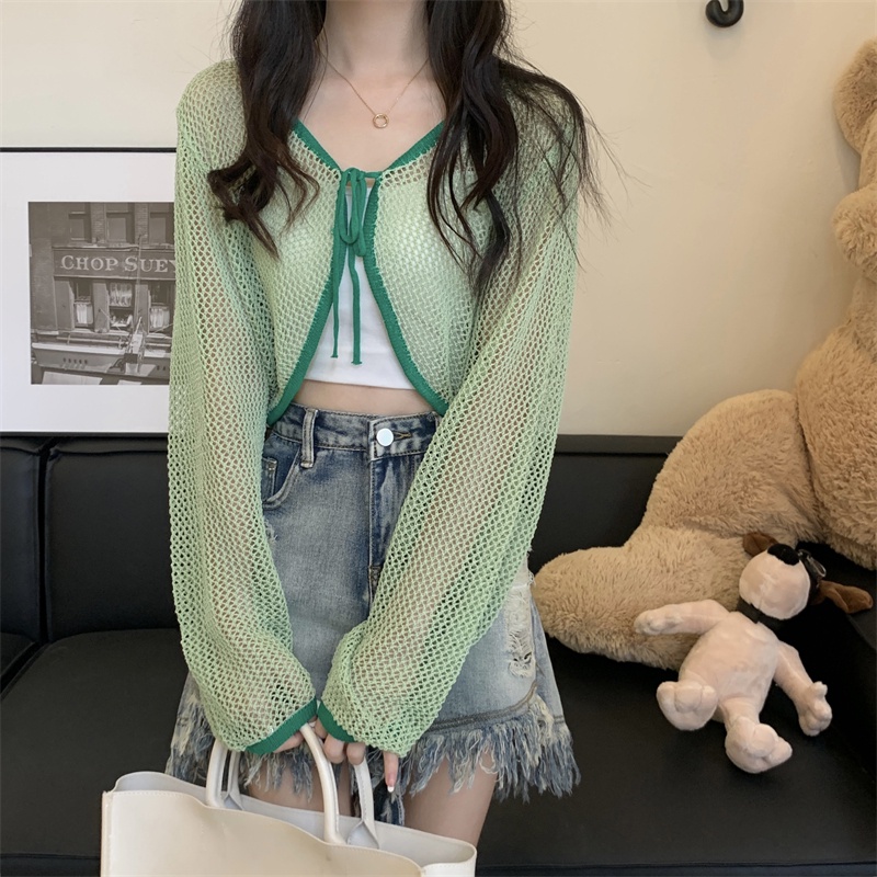 Áo khoác cardigan XIAOZHAINV dệt kim tay dài che nắng 5 màu sắc tùy chọn phong cách Hàn Quốc dành cho nữ