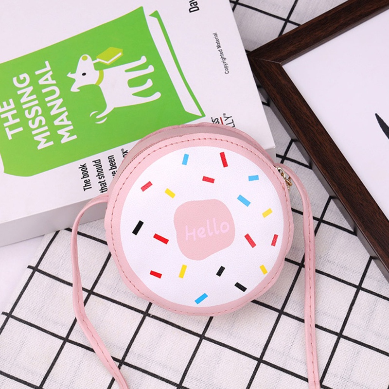 Túi Da PU Đeo Chéo Hình Bánh Donut Dành Cho Bé Gái