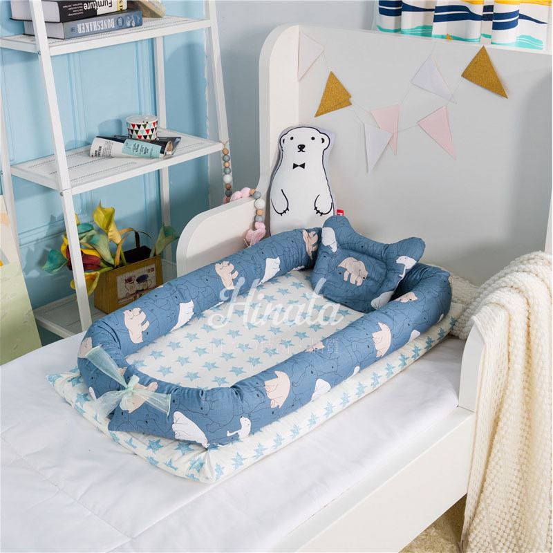 Giường nệm cho trẻ (N01) - Không kèm chăn - Thương hiệu Hinata Nhật Bản -Giường nệm cotton lót bông êm dịu cho giấc ngủ