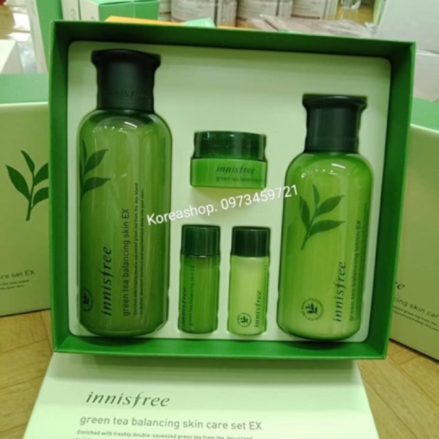 Bộ dưỡng trà xanh Innisfree cấp ẩm, chống lão hoá, mêmd mịn da Green Tea balancing