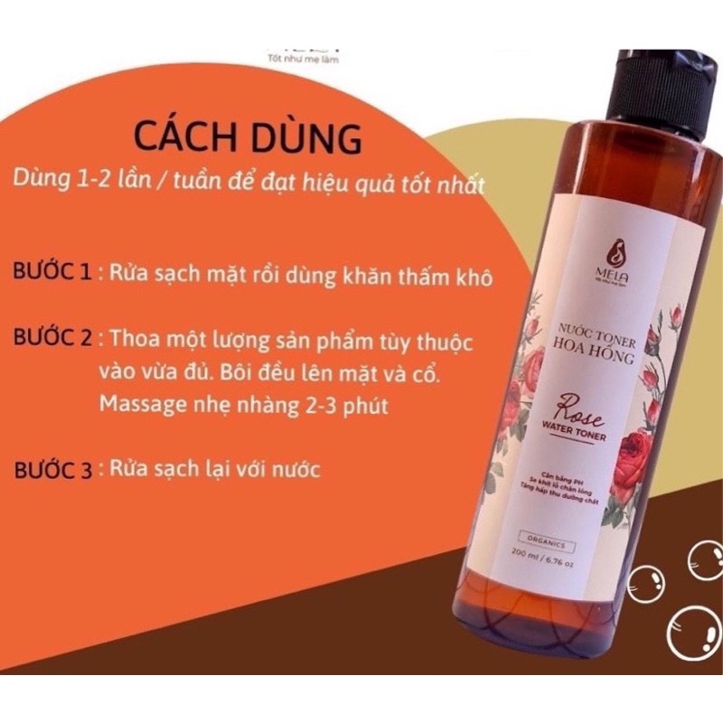 Toner Hoa Hồng Mela cân bằng độ PH, se khít lỗ chân lông, cấp ẩm mềm mịn da( bảo vệ da)