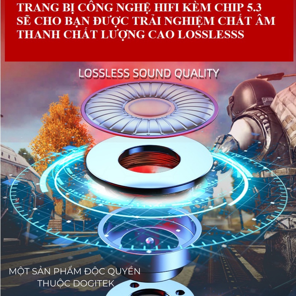 Tai nghe chơi game không dây bluetooth DOGITEK K89 ENC vỏ kim loại và nắp bật, có dây đeo ( Bản QT, tặng găng,dây đeo)