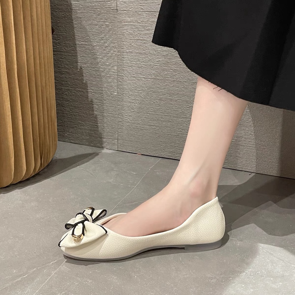 Giầy búp bê nữ đế bệt dẻo êm chân nơ viền xinh
