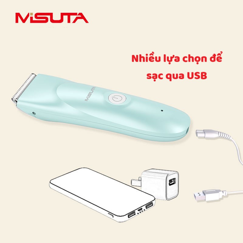 Tông Đơ Cắt Tóc Trẻ Em Misuta Chạy Êm Chống Ồn, Chống Nước Cao Cấp - Timikid Store