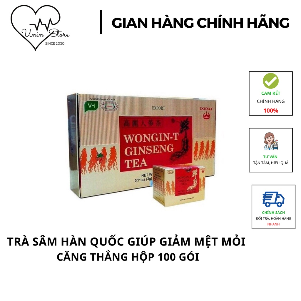 TRÀ SÂM HÀN QUỐC PANAX GINSENG TEA HỘP 100 GÓI NHỎ DATE 2023