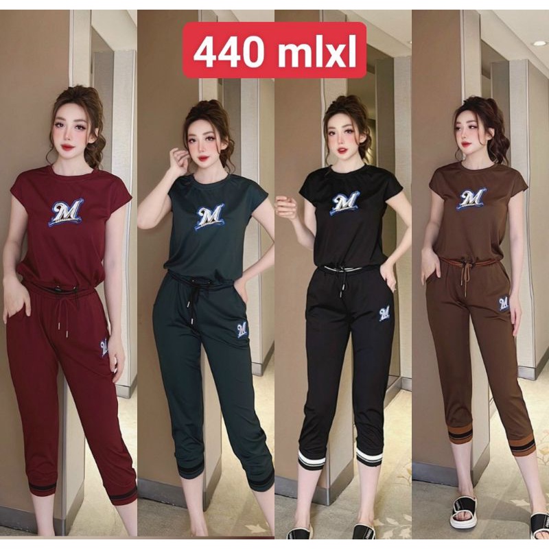 4 màu Sét bộ thể thao nữ umi lạnh mát chữ Mquảng châu xả lỗ