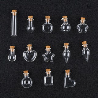 Set 5 Lọ Thủy Tinh Mini Trong Suốt Có Nút Bần Dùng Trang Trí, Handmade