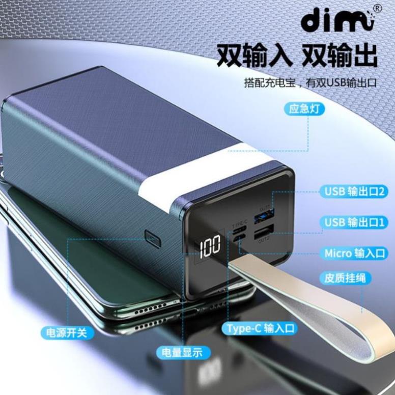 Sạc dự phòng DIMI dung lượng 60000mah sạc nhanh 10w có đèn chiếu sáng trang bị 1 sợi cáp và 5 cổng kết nối dây treo
