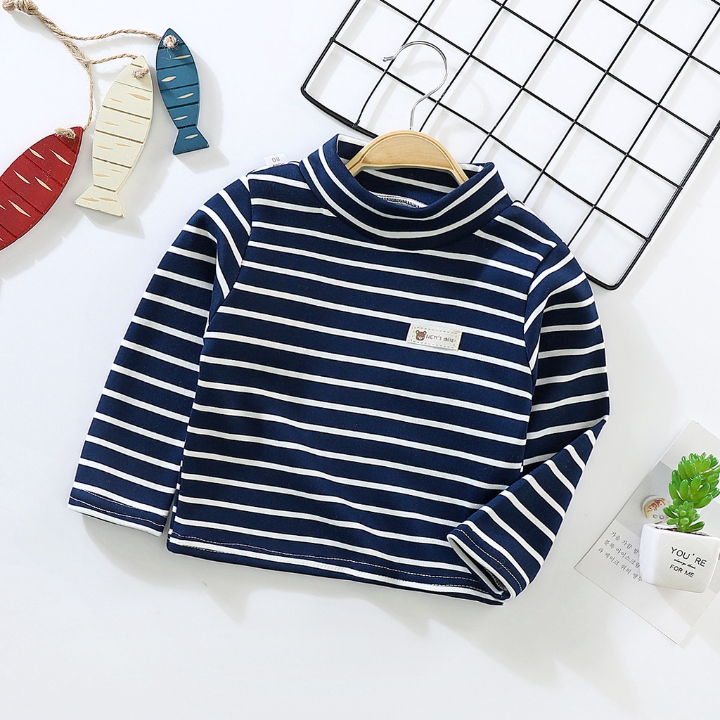 Áo giữ nhiệt cho bé lót nỉ nhung cổ cao Hàng Quảng Châu, áo dài tay cổ lọ cho bé trai bé gái từ 7-17kg AD05