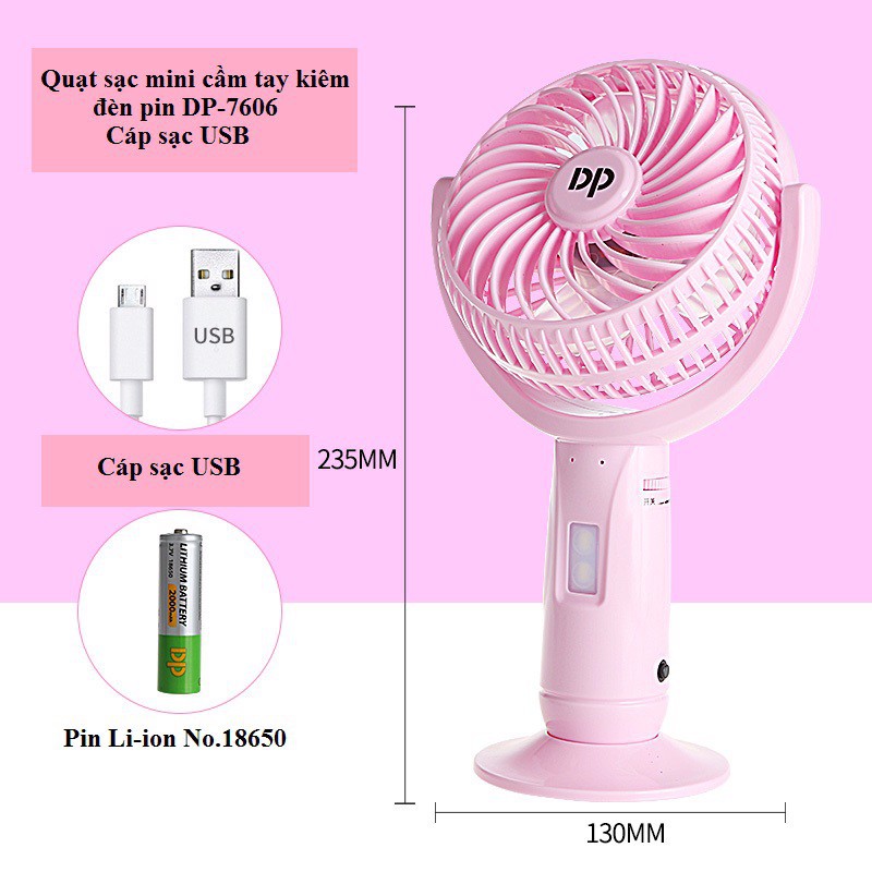 Quạt sạc PIN mini cầm tay hàng nội đại Trung Quốc chất lượng cao, khay PIN rời dễ dàng thay thể PIN
