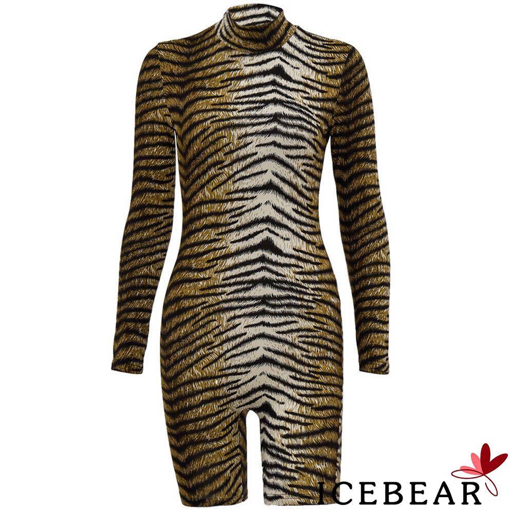 Bộ đồ áo tay dài liền quần họa tiết da báo cá tính cho nữ