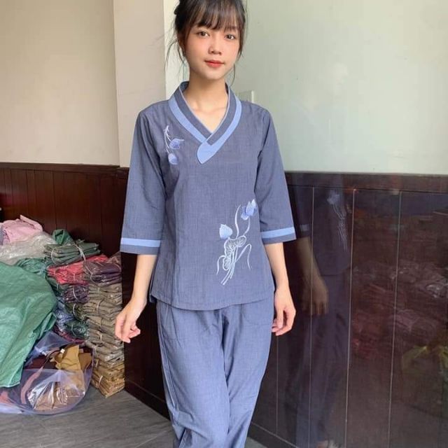 Đồ lam đi chùa - Mẫu tim bầu 01