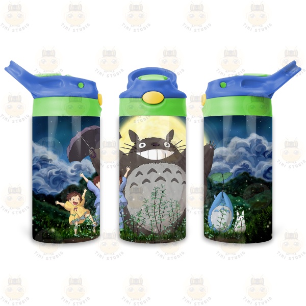 Bình Uống Nước Giữ Nhiệt Cho Bé Có Ống Hút Hình Totoro - Tỉ Mỉ Studio - Mã 2808KT05