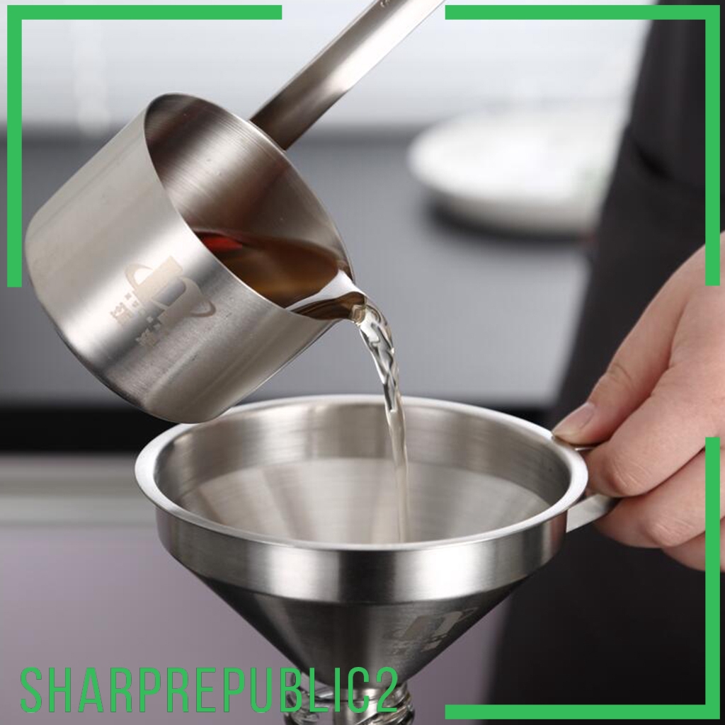 Silver Tone Stainless Hanging Pouring Measure Wine Spoon Ladle w/Hook 50ml