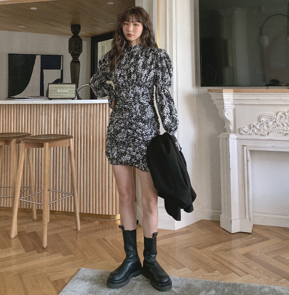 Đầm Dài Tay In Hoa Xinh Xắn Thời Trang Cho Nữ 40142