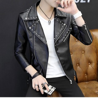 Áo khoác da nam Cao Cấp T-MAN001 đính đá - Ba Weidun