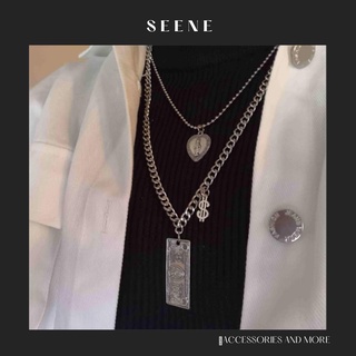 Set 2 dây chuyền hợp kim phong cách unisex cá tính Dollar chain necklace SEENE DC910