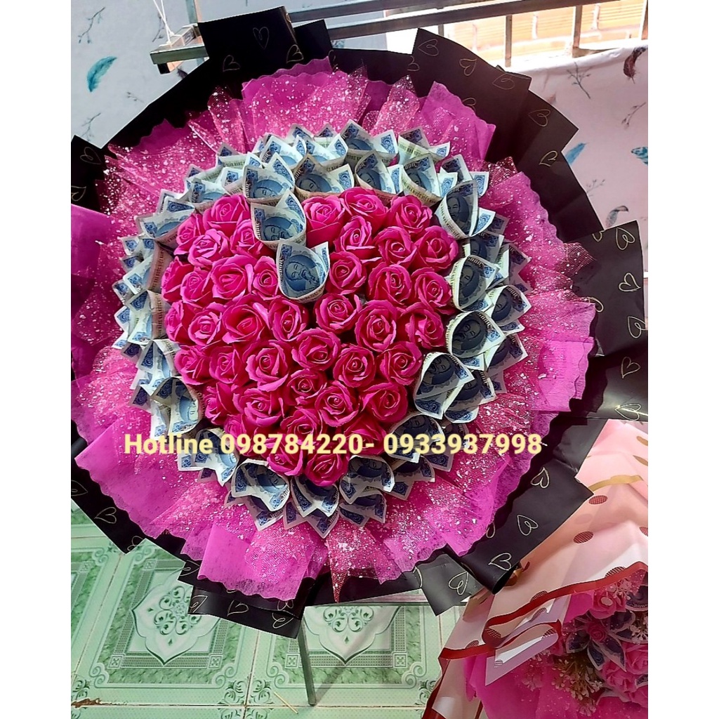 Bó hoa tiền mệnh giá 5k hình trái tim cực đẹp Linh Xù Shop HT10 quà lưu niệm, kỷ niện, sinh nhật
