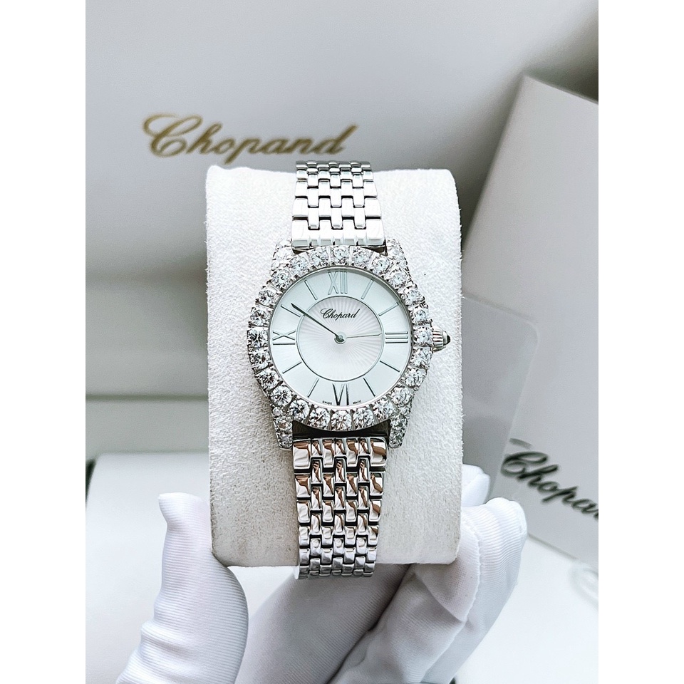 Đồng hồ nữ Chopard L'Heure Du Diamond siêu cấp máy Ronda 715 Thụy Sĩ, mặt full diamond kết hợp xà cừ