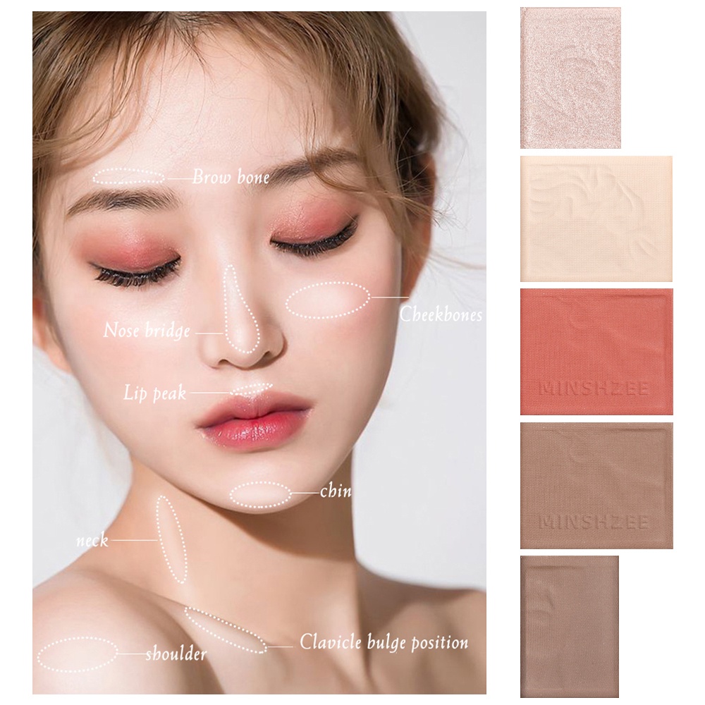 Bảng Phấn Bắt Sáng/Tạo Khối Minshzee 4 Màu Lì Làm Sáng Da