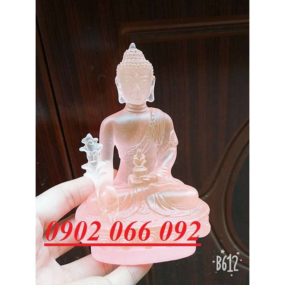 Tượng phật dược sư lưu ly hồng size  12x19cm