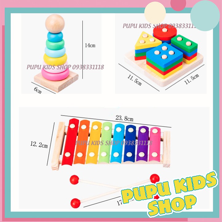 Combo Đồ Chơi Gỗ Phát Triển Trí Tuệ Cho Bé Vừa Chơi Vừa Học - Đồ Chơi Gỗ Giáo Dục