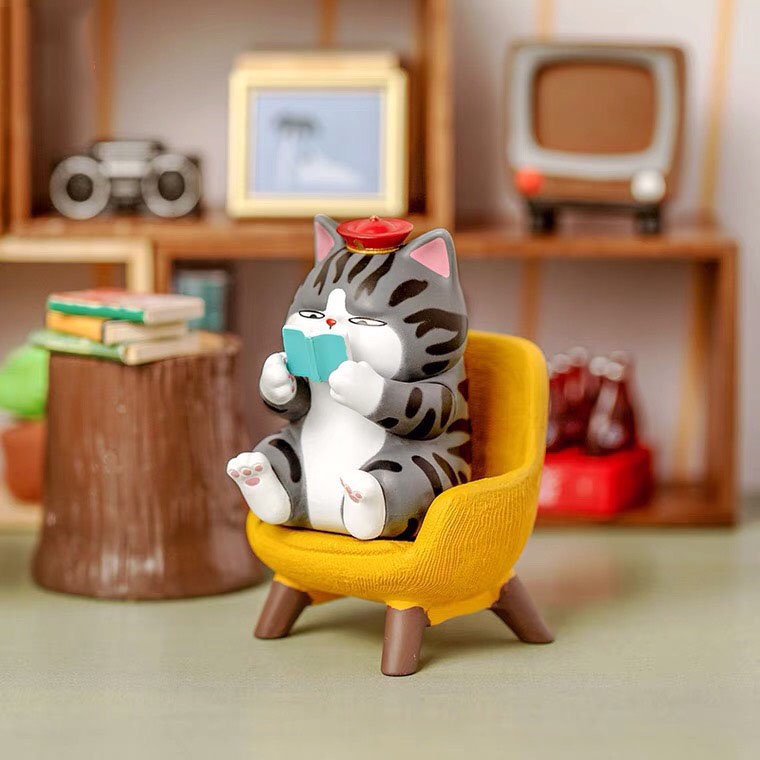 Set mô hình chó mèo hoàng thượng say xỉn cực dễ thương chất liệu PVC dùng làm mô hình trang trí, quà tặng bạn bè-Ráp