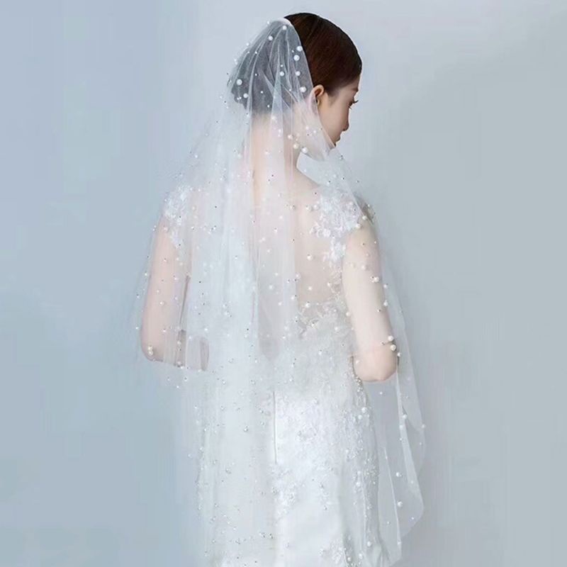Mạng Che Mặt Bằng Pe Nhân Tạo Màu Trắng Toàn Diện Làm Bằng Tay Cho Cô Dâu 1.5M