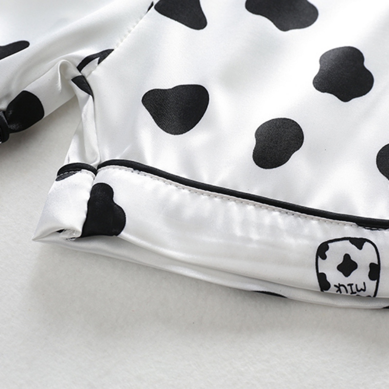 quần áo trẻ em Bộ quần áo ngắn tay họa tiết bò sữa cho bé trai và bé gái