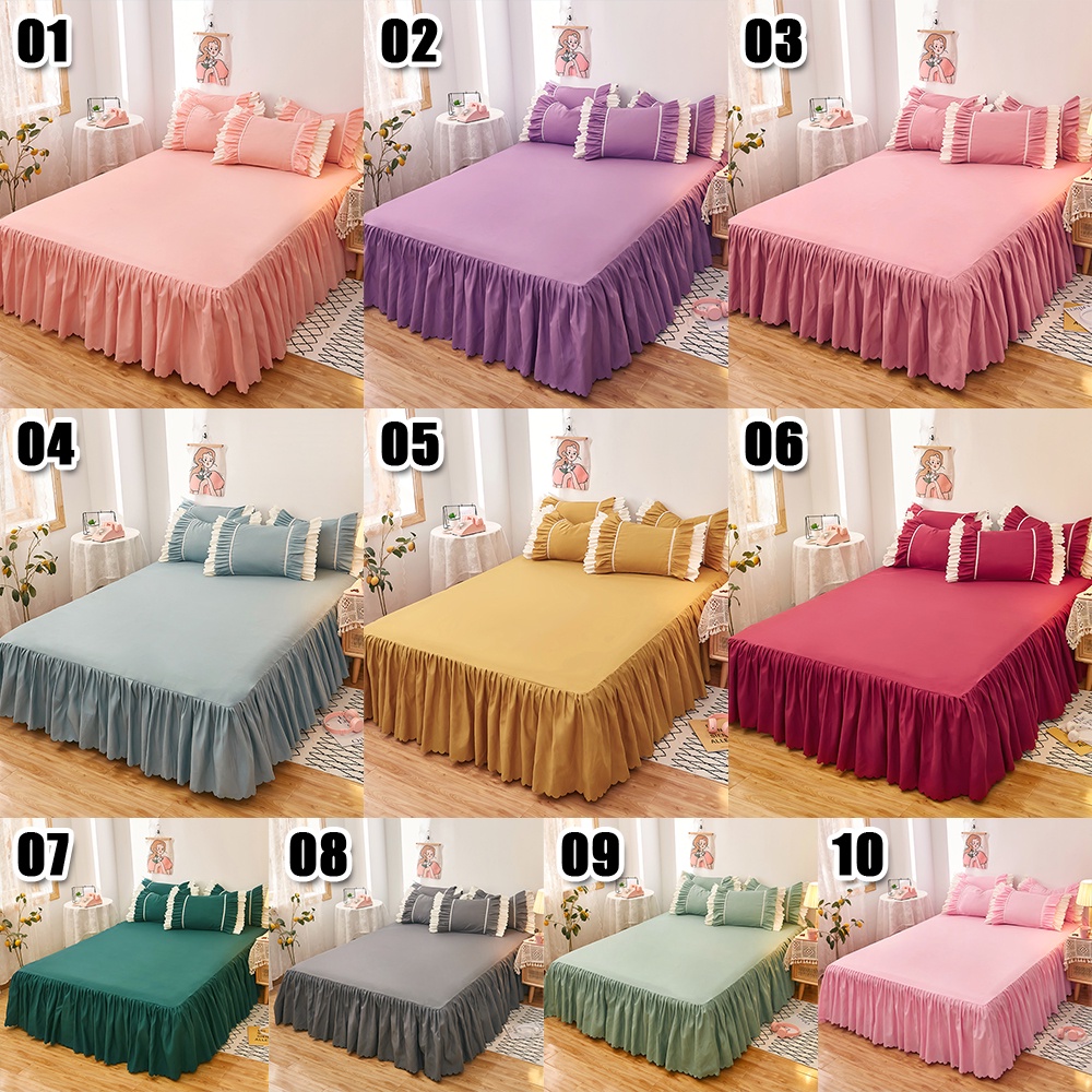 Váy giường nhún bèo kích thước 120/150/180/200cm nhiều màu tùy chọn