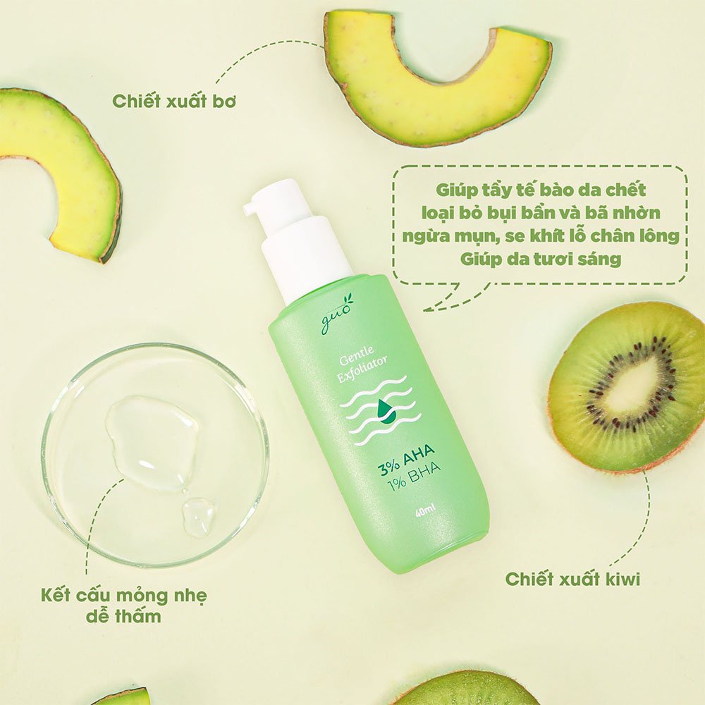 [Dịu nhẹ, 0% Cồn] - Tẩy Tế Bào Chết An Toàn Cho Mẹ Bầu Gentle Exfoliator AHA 3% &amp; BHA 1% GUO 40ml