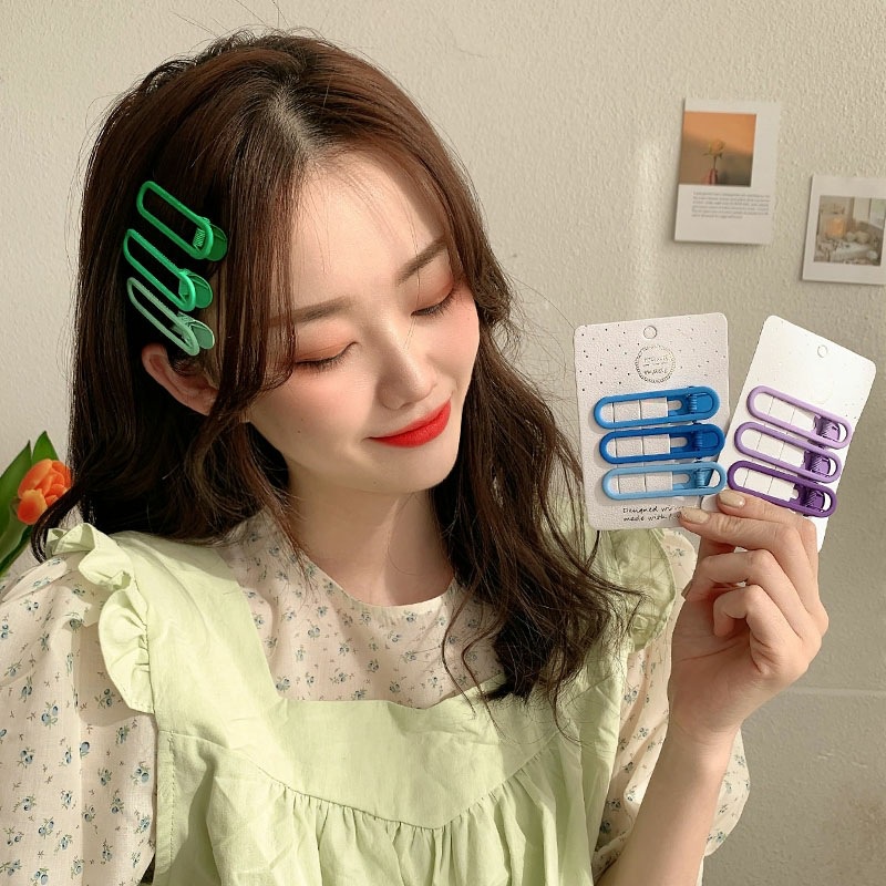Set 3 kẹp tóc mái màu gradient xinh xắn dễ phối đồ