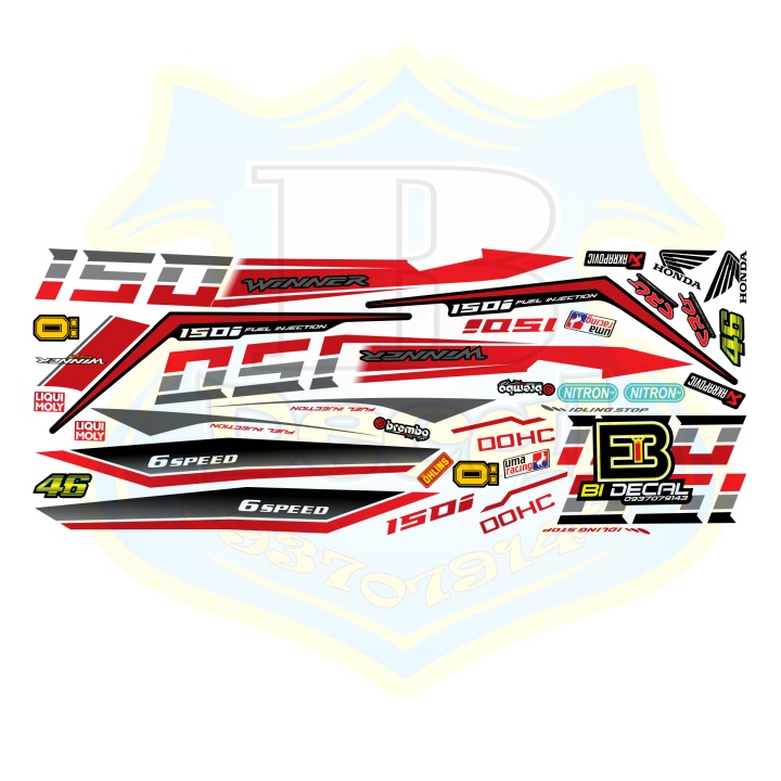 ( Quí khách vui lòng mang ra tiệm cho thợ dán ) Tem winner 150 trắng đỏ