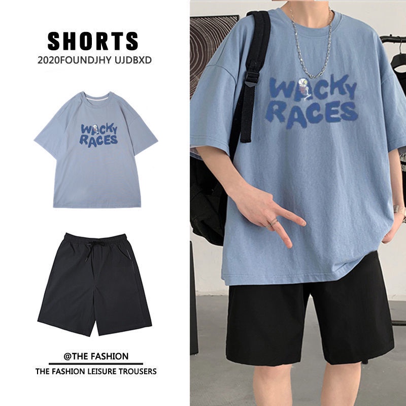 Set áo thun tay ngắn + quần short phong cách Hàn Quốc dành cho nam