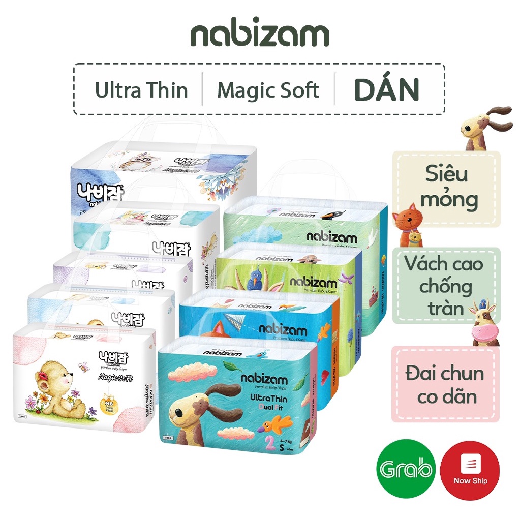 [Tặng Quà] Tã/Bỉm Quần/Dán NABIZAM Cao Cấp siêu mềm mỏng, khô thoáng, Size NB/S/M/L/XL/XXL/3XL