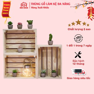 THÙNG GỖ LÀM KỆ ĐA NĂNG DECOR NỘI THẤT TRANG TRÍ NHÀ CỬA RIBO HOUSE GỖ TỰ NHIÊN 100% Màu RANDOM RIBO6