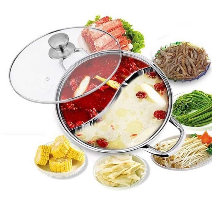Nồi lẩu 2 ngăn inox hàng dày dặn làm nóng cực nhanh siêu đa năng, siêu tiện lợi