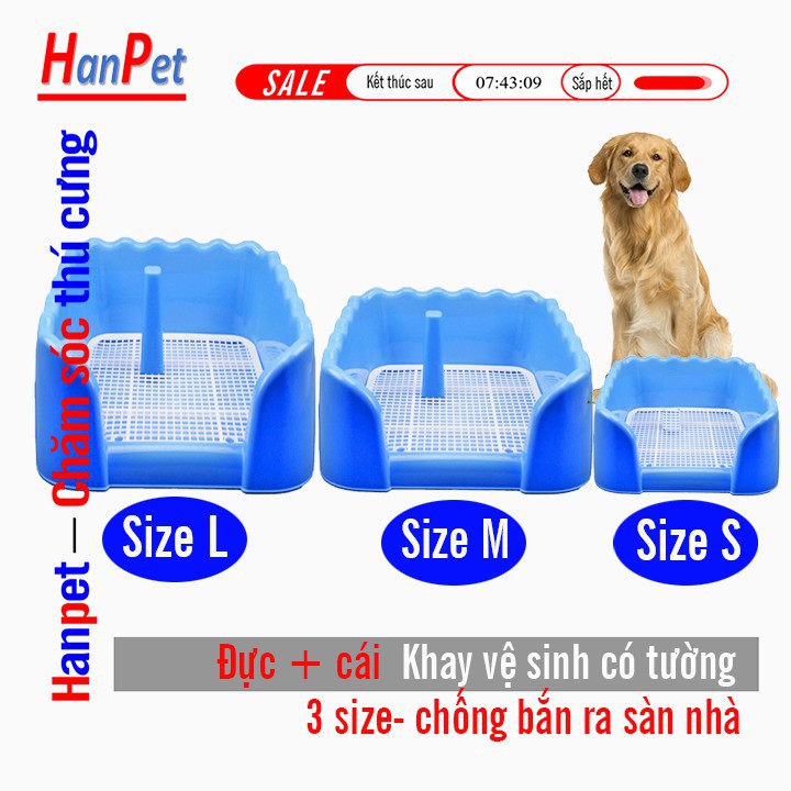 Hanpet.GV- Khay vệ sinh chó dạng bức tường cho chó đực và cái (3 size) Tặng 3 tấm tã lót chuồng