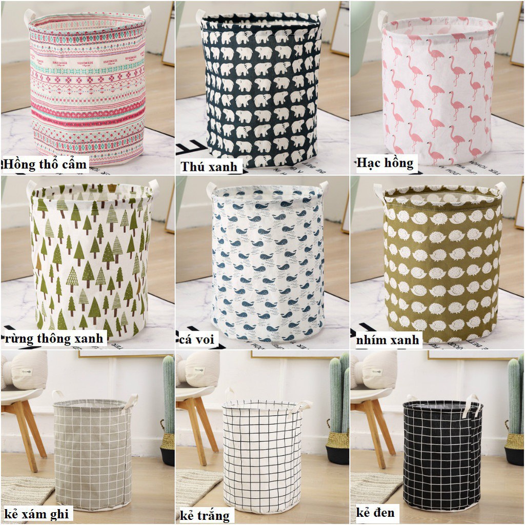 Giỏ đựng quần áo bẩn bằng vải cỡ lớn có thể gấp gọn phong cách Nhật Bản, sọt vải đựng đồ đa năng 88088 SHIPNHANH88
