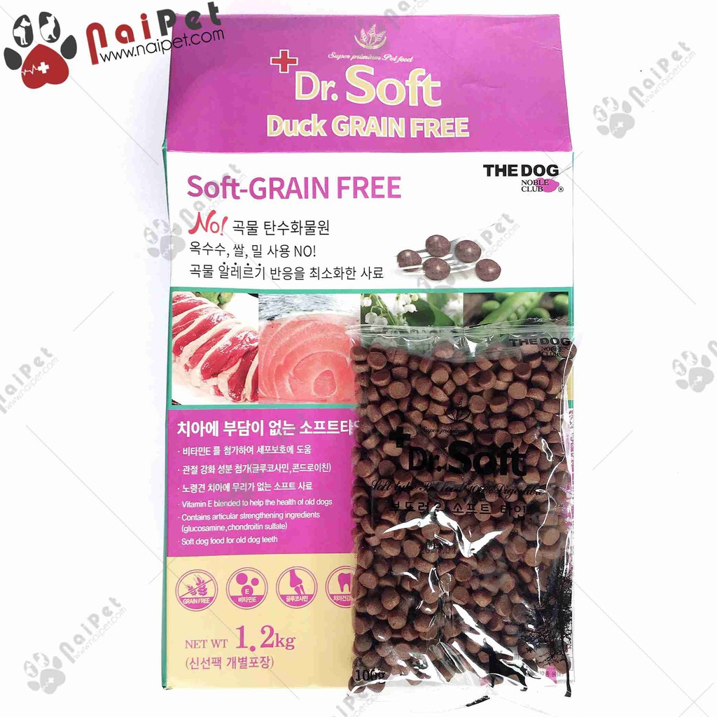 Thức Ăn Hạt Mềm Cho Chó Mọi Lứa Tuổi Vị Vịt Dr.Soft Duck Grain Free Hộp 1.2kg