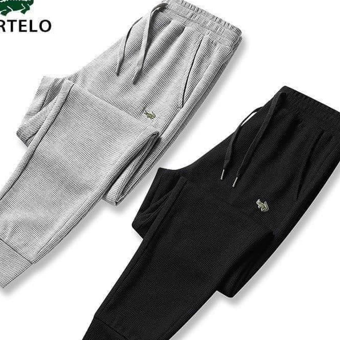Quần dài nam jogger lacos thêu cá sấu chất tổ ong hàng VN xuất sịn